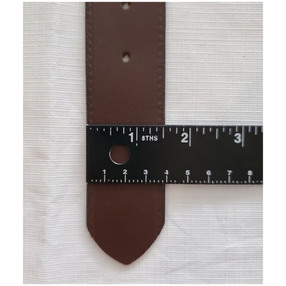 EUC Brown Leather Belt with Antique Gold Rhinestone Buckle Western Size XS - Picture 8 of 10